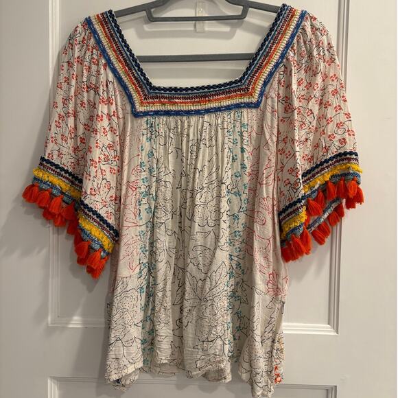Maeve by Anthropologie Size Medium Paolina Tasseled Blouse - Picture 4 of 6